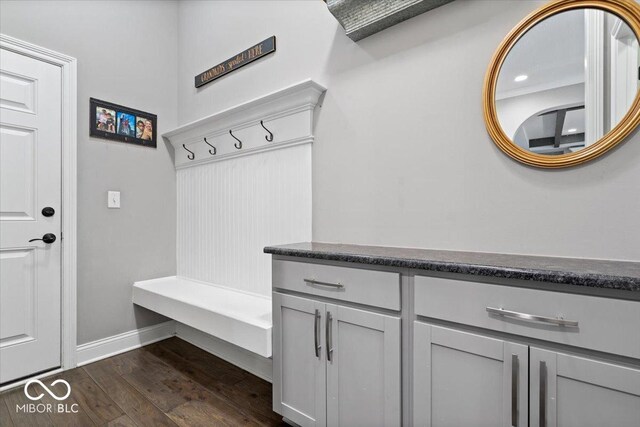 1013 Domino Dr, Carmel, IN 46032 - mudroom with baseboards and dark wood-style floors