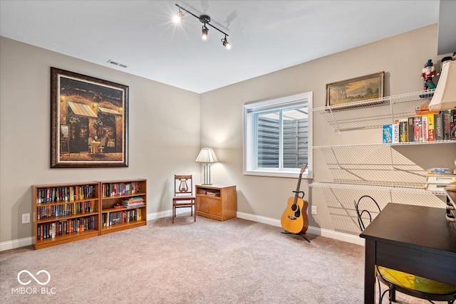 1013 Domino Dr, Carmel, IN 46032 - office space with carpet floors, baseboards, rail lighting, and visible vents