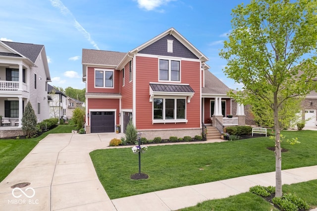 1013 Domino Dr, Carmel, IN 46032 - view of front of home featuring a garage, concrete driveway, and a front lawn