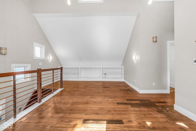 715 Terrace Ave, Indianapolis, IN 46203 - bonus room with lofted ceiling, hardwood / wood-style flooring, and built in features