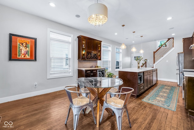 715 Terrace Ave, Indianapolis, IN 46203 - dining area with dark wood-style flooring, plenty of natural light, and recessed lighting