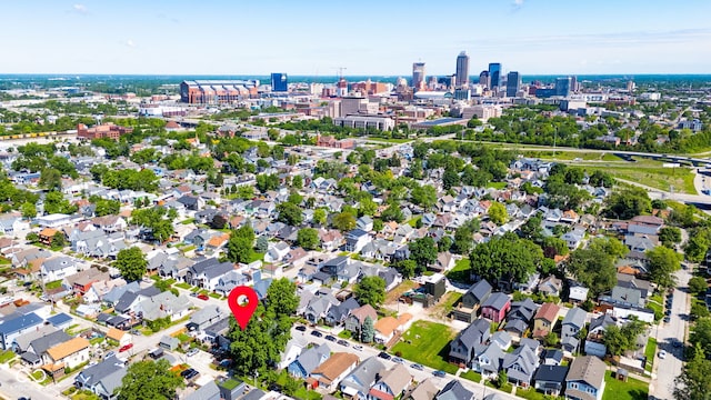 715 Terrace Ave, Indianapolis, IN 46203 - aerial view of property and surrounding area featuring nearby urban area