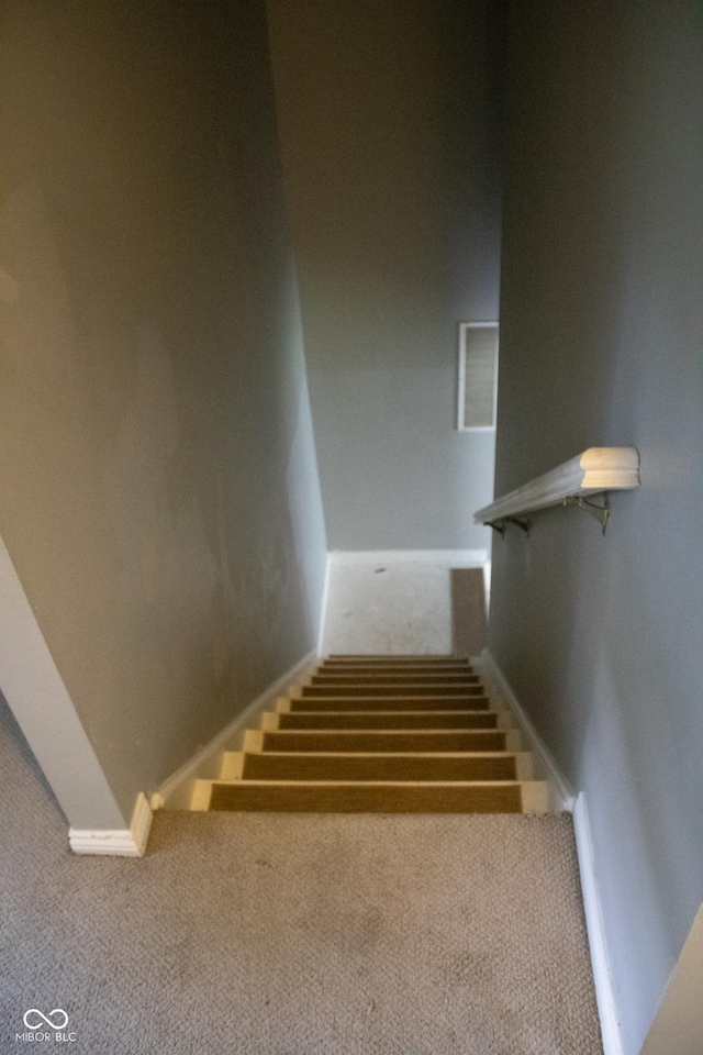 8912 Hosta Way, Indianapolis, IN 46113 - stairway featuring carpet flooring and baseboards