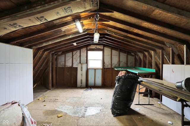 view of unfinished attic