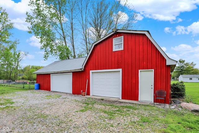view of detached garage