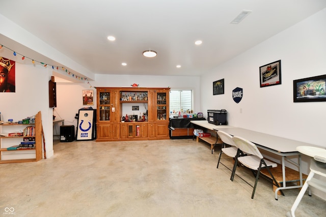 office featuring recessed lighting and concrete flooring