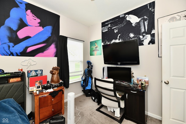 office area with baseboards and carpet flooring