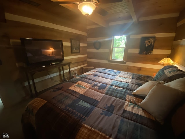 bedroom with beamed ceiling