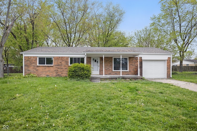 1116 Heatherwood Dr, Indianapolis, IN 46241 - ranch-style home with brick siding, a garage, fence, and driveway