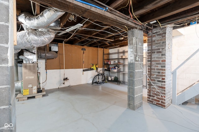 view of unfinished basement