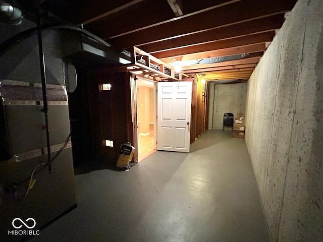 view of unfinished below grade area