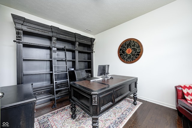 14584 Hinton Dr, Fishers, IN 46037 - office space featuring dark wood finished floors, baseboards, and a textured ceiling