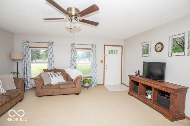 5340 N State Highway 7, North Vernon, IN 47265 - living room featuring healthy amount of natural light, carpet flooring, and ceiling fan