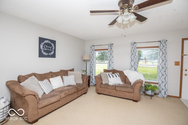 5340 N State Highway 7, North Vernon, IN 47265 - living room featuring carpet floors, healthy amount of natural light, and ceiling fan