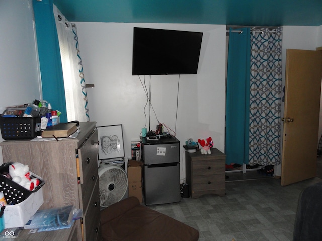 3426 Ireland Dr, Indianapolis, IN 46235 - bedroom with freestanding refrigerator