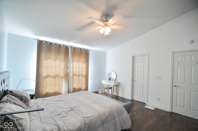 9718 Jupiter Pass, Carmel, IN 46032 - bedroom with lofted ceiling, wood finished floors, ceiling fan, and baseboards