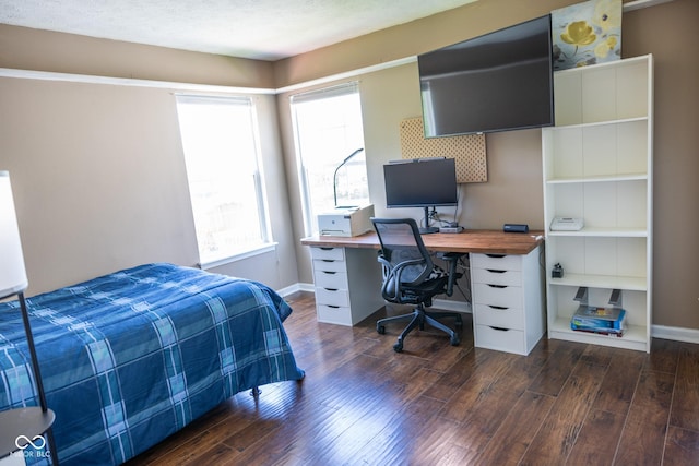 9718 Jupiter Pass, Carmel, IN 46032 - bedroom with wood finished floors, multiple windows, baseboards, and an office area