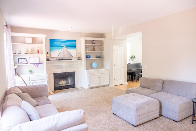 9718 Jupiter Pass, Carmel, IN 46032 - living room featuring light colored carpet and a fireplace