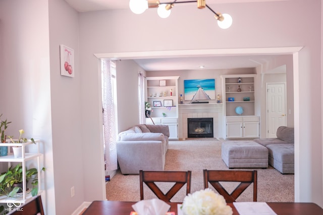 9718 Jupiter Pass, Carmel, IN 46032 - carpeted living area featuring a tiled fireplace