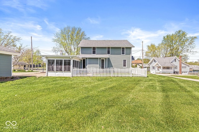 315 W High St, Pendleton, IN 46064 - back of property featuring a sunroom and roof with shingles