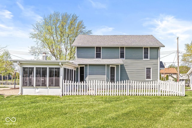 315 W High St, Pendleton, IN 46064 - rear view of house with a sunroom and roof with shingles
