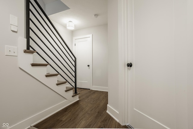 401 Jersey St, Westfield, IN 46074 - stairway featuring baseboards and wood finished floors