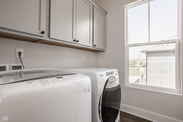 401 Jersey St, Westfield, IN 46074 - washroom with plenty of natural light, cabinet space, independent washer and dryer, and dark wood-style floors