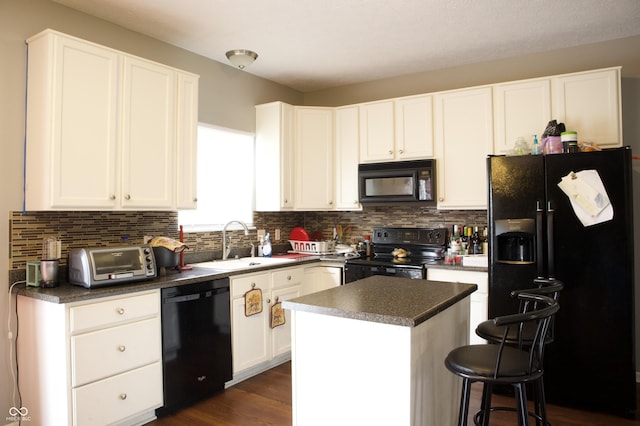1831 Brook Crossing Way, Indianapolis, IN 46229 - kitchen with a sink, white cabinetry, a toaster, and black appliances