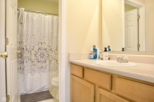 1831 Brook Crossing Way, Indianapolis, IN 46229 - bathroom featuring vanity, tile patterned flooring, toilet, and a shower with shower curtain
