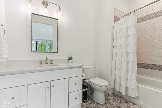 11064 Hamilton Run, Zionsville, IN 46077 - bathroom featuring toilet, tile patterned floors, vanity, and shower / bath combo with shower curtain