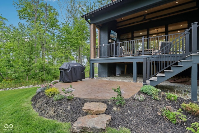 11064 Hamilton Run, Zionsville, IN 46077 - back of house with a patio area, stairs, and a wooden deck