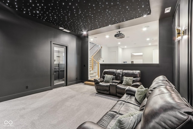 11064 Hamilton Run, Zionsville, IN 46077 - home theater room with carpet, baseboards, and recessed lighting