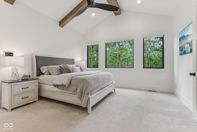 11064 Hamilton Run, Zionsville, IN 46077 - bedroom featuring multiple windows, light carpet, baseboards, recessed lighting, and ceiling fan