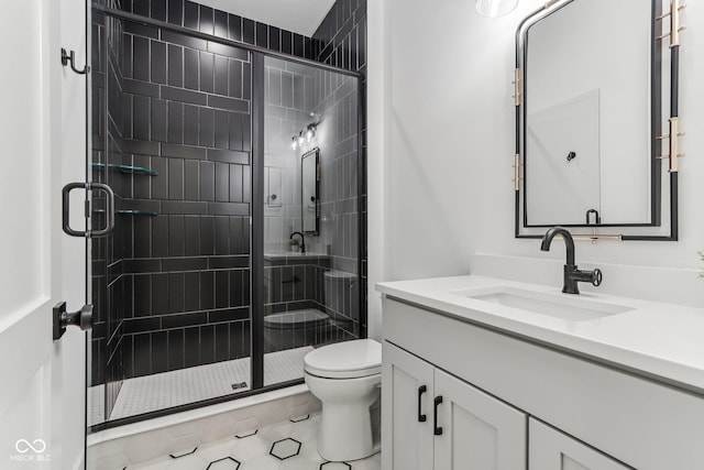 11064 Hamilton Run, Zionsville, IN 46077 - full bath with toilet, a shower stall, vanity, and tile patterned flooring