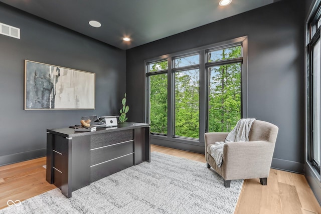 11064 Hamilton Run, Zionsville, IN 46077 - office area featuring recessed lighting, light wood-type flooring, and baseboards