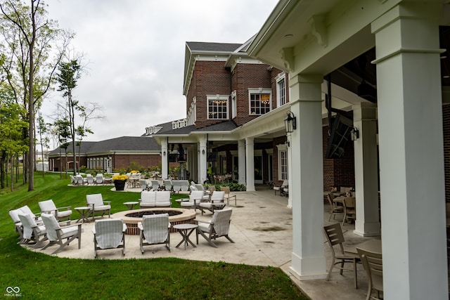 11064 Hamilton Run, Zionsville, IN 46077 - view of patio with an outdoor living space with a fire pit