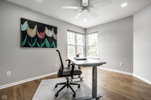 2823 Somerset Bay, Indianapolis, IN 46240 - office space with ceiling fan, wood finished floors, recessed lighting, and a textured ceiling