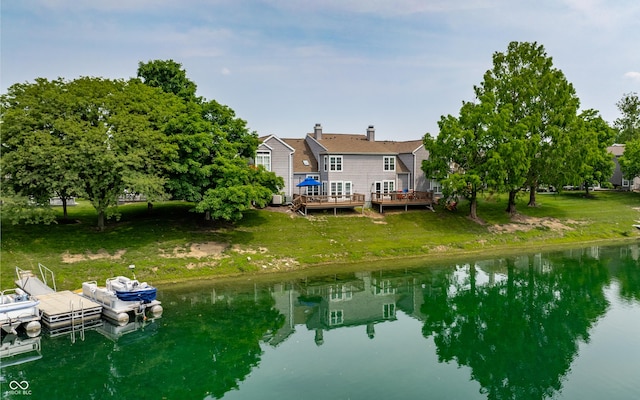 2823 Somerset Bay, Indianapolis, IN 46240 - rear view of house with a deck with water view