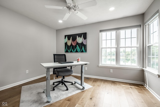 2823 Somerset Bay, Indianapolis, IN 46240 - office area featuring wood finished floors, recessed lighting, and ceiling fan