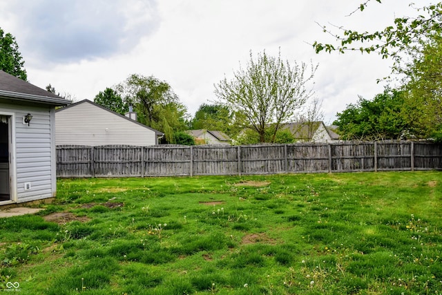 view of yard featuring a fenced backyard