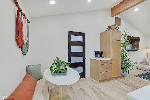 foyer entrance featuring recessed lighting and light wood-style flooring