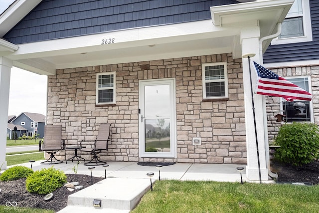 2628 Lamar Dr, Whitestown, IN 46075 - doorway to property with stone siding