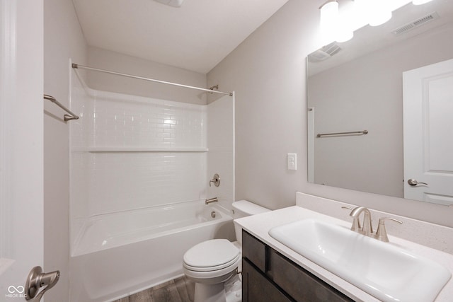 2628 Lamar Dr, Whitestown, IN 46075 - bathroom with vanity, wood finished floors, and bathing tub / shower combination