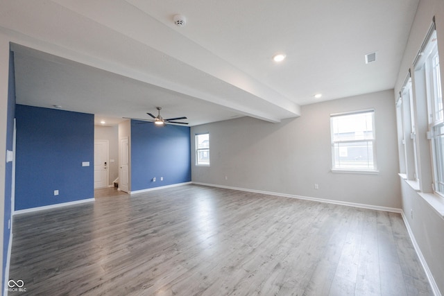 2628 Lamar Dr, Whitestown, IN 46075 - unfurnished room featuring a smoke detector, wood finished floors, ceiling fan, and recessed lighting