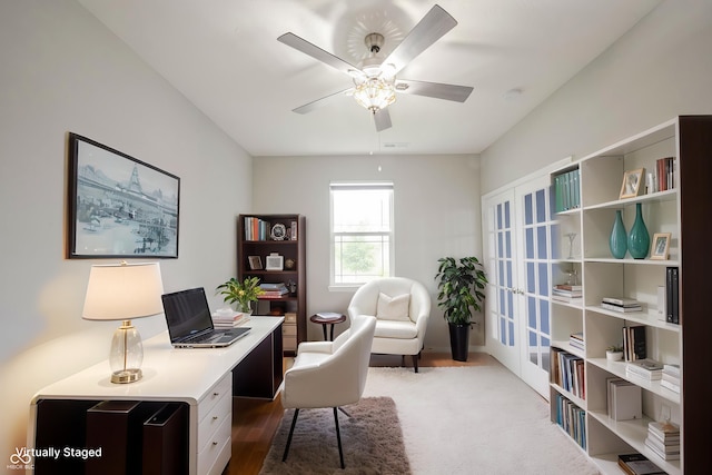 2628 Lamar Dr, Whitestown, IN 46075 - office featuring ceiling fan and carpet