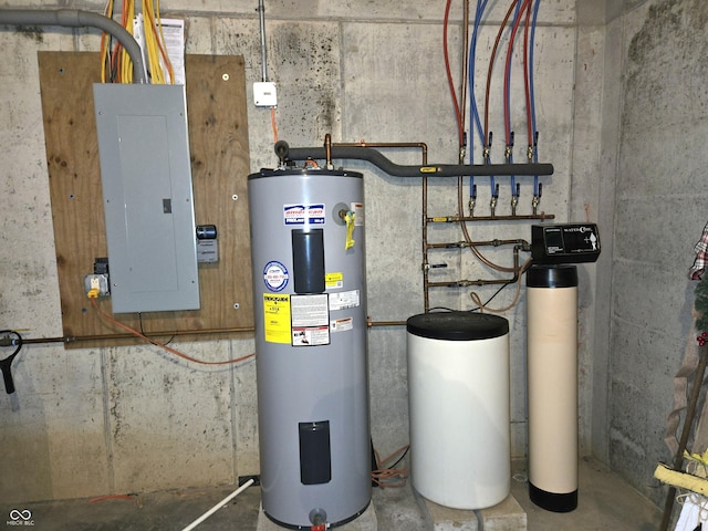 utilities with electric panel and electric water heater