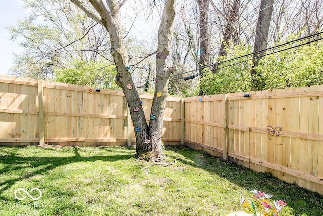 view of yard with a fenced backyard