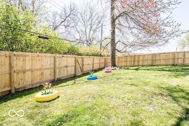 view of yard featuring a fenced backyard