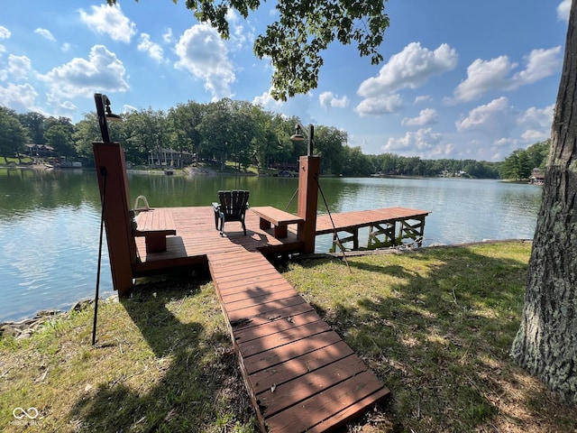 view of dock featuring a water view