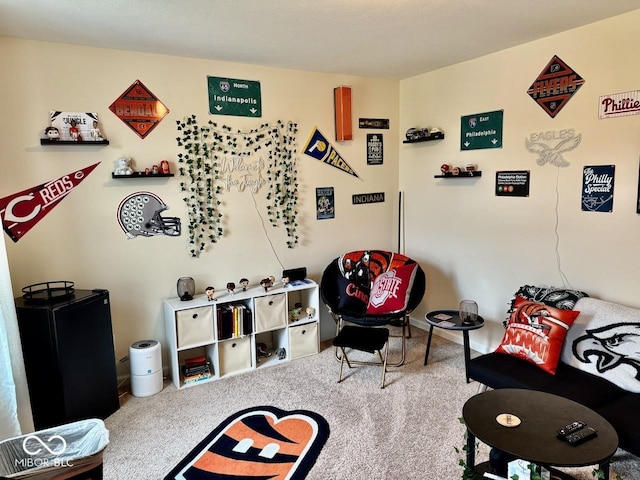game room with carpet floors